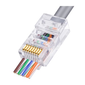 CAT5 UTP Ethernet สายเคเบิลเครือข่าย Modular EZ LAN แจ็ค8P8C ผ่านปลั๊ก RJ45ตัวเชื่อมต่อ - Product Image 1