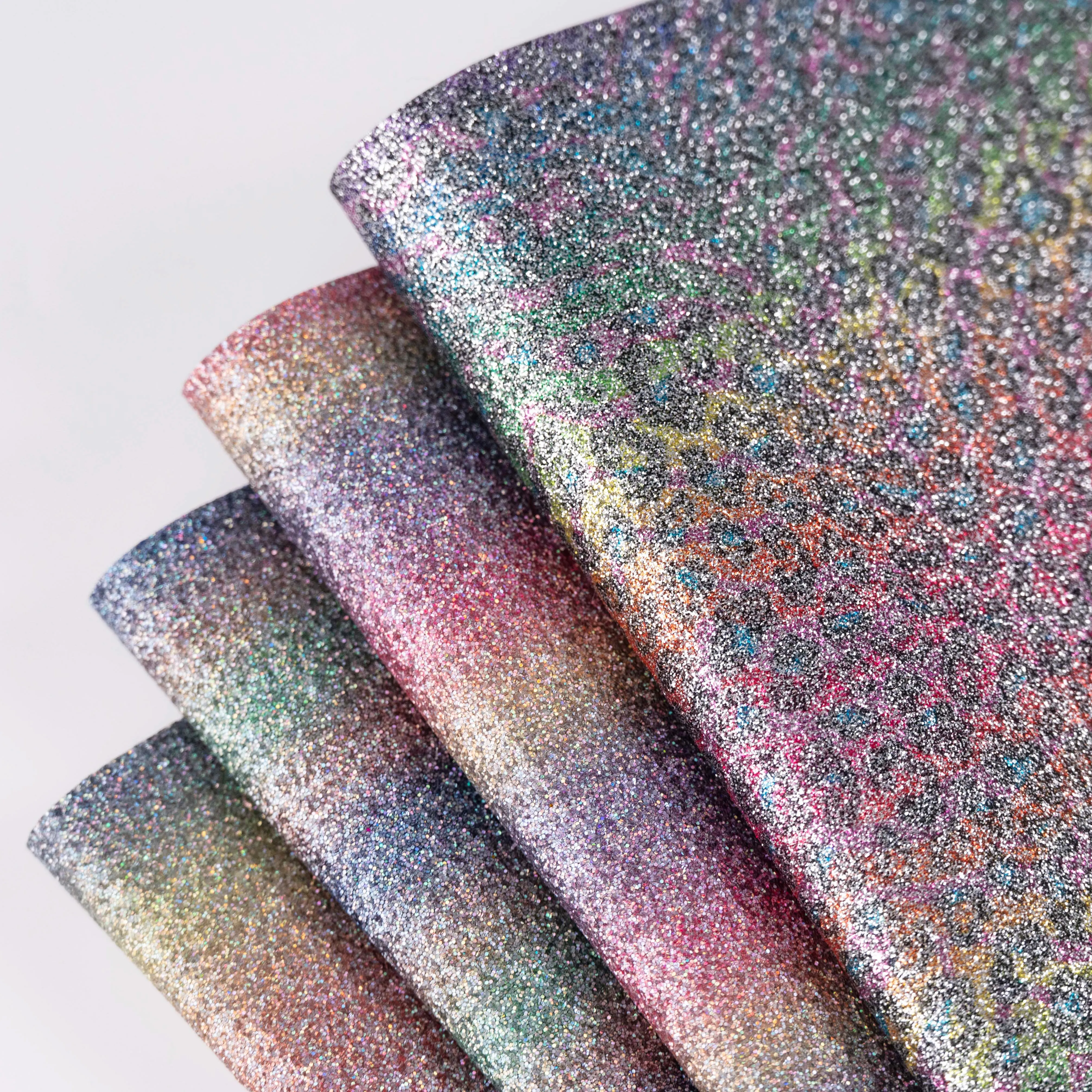 Hot sale rainbow gradient spray color thick film Glitter pu glitter sequins for bags, and decorations