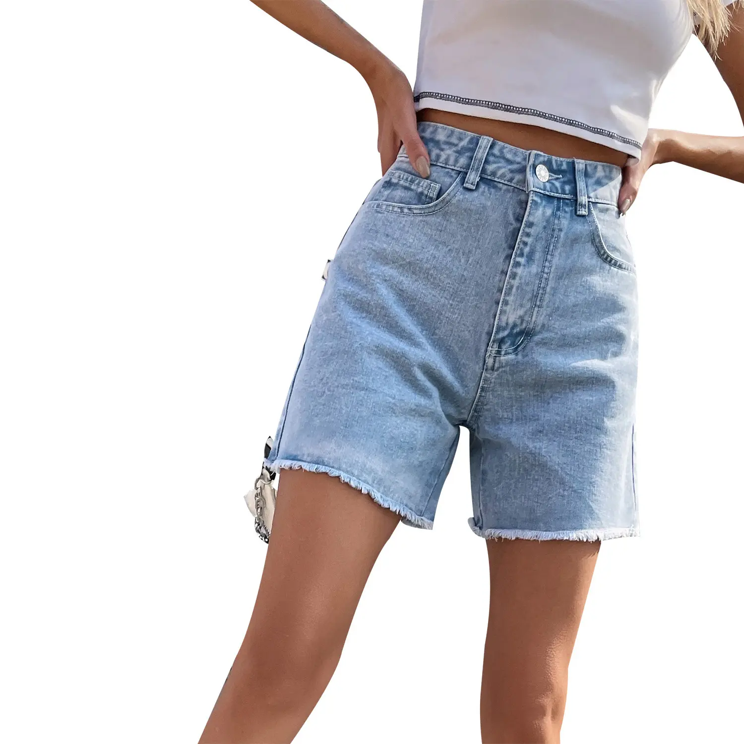 سراويل نسائية أساطير ذات طول متوسط لصديقها سراويل جينز قصيرة ذات طول متوسط للحصول على مظهر أنيق