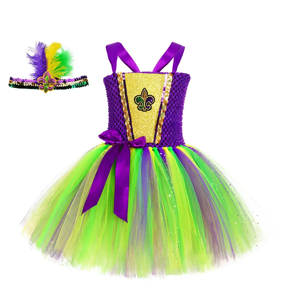 BAIGE nuovo arrivo Tutu maglia abito da principessa in Tulle per bambini carnevale in maschera festa per bambina martedì Gras abito Tutu ispirato