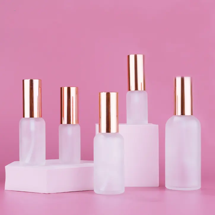 Spray cosmétique, vide, transparent, givré, 100ml, couvercle en verre, pour parfum, argent, or, 10 pièces/lot