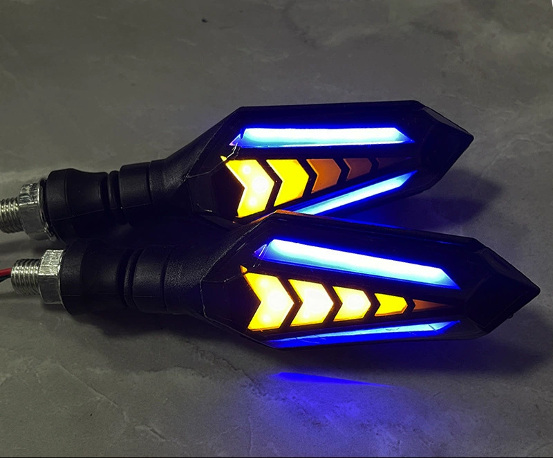 DRL azul + retroiluminación azul + intermitente secuencial amarillo