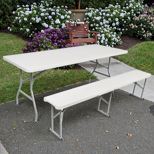 Bán Buôn 6ft HDPE Hình Chữ Nhật Ngoài Trời Gấp Bảng Nhiệm Vụ Nặng Nề Di Động Không Thấm Nước Trọng Lượng Nhẹ Dã Ngoại Tổ Chức Sự Kiện Vườn Sân - Product Image 3