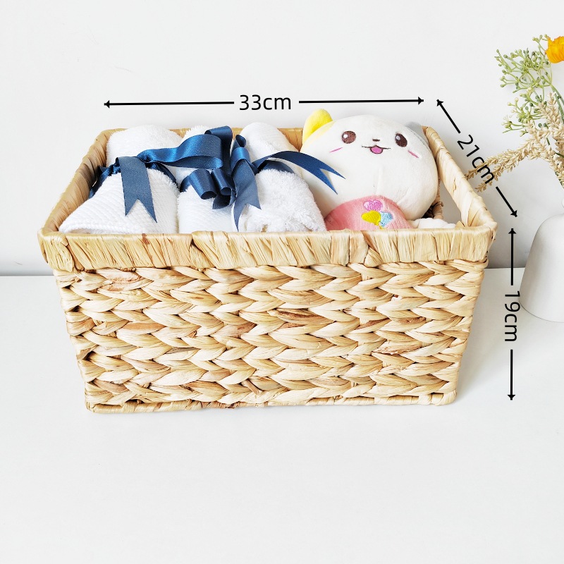 Rectangular water hyacinth basket 33X21X19CM