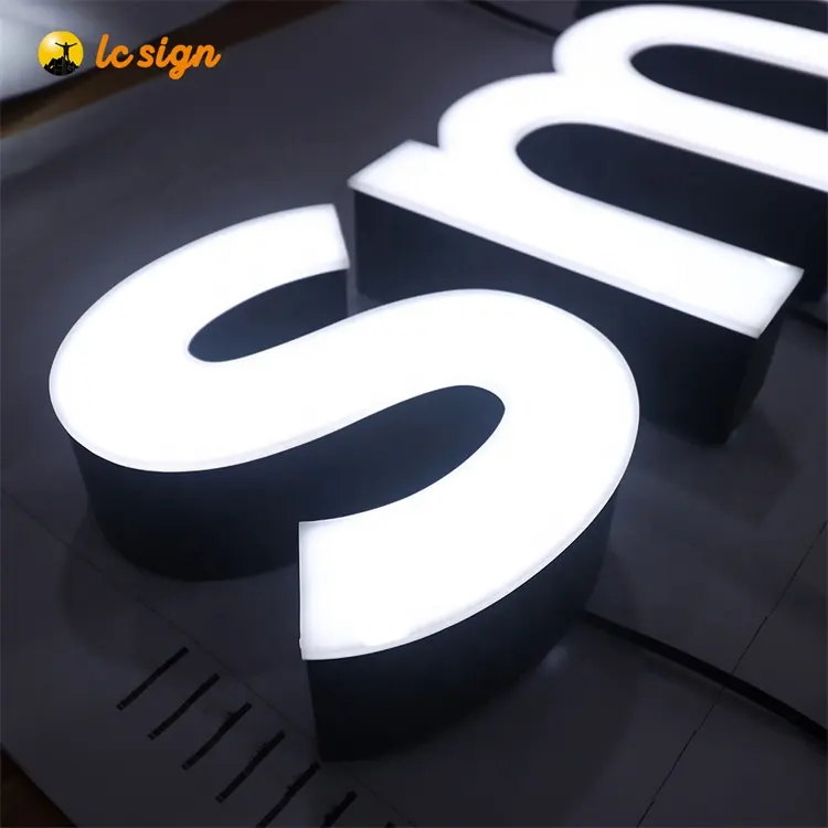 Bar lettres métalliques personnalisées LED lettres frontlit signes Alphabet lettres de canal éclairées pour fumée magasin magasin signalisation extérieure