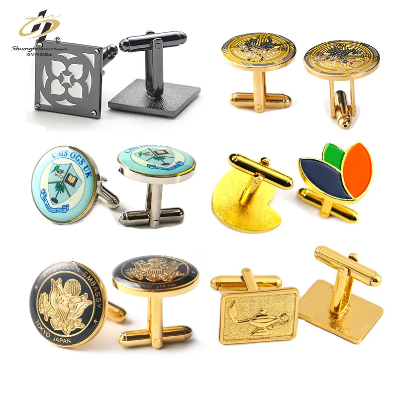 Conception gratuite boutons de manchette personnalisés propre conception Logo boutons de manchette en métal plaqué or manchette bijoux à bricoler soi-même faisant des boutons de manchette de luxe pour hommes