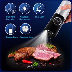 LED ışık eşlik eden elektrikli otomatik tuz ve karabiber değirmeni seti ayarlanabilir kısırlık biber değirmenleri - Product Image 2