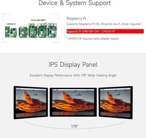 Waves hare 8-Zoll-DSI-Display MIPI-Schnitts telle IPS Kapazitiver Touchscreen 1280 X800 Pixel für Raspberry Pi 5/4B/3B/3A CM3/3/CM4