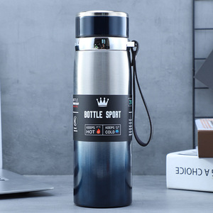 Drink <strong>Mug</strong> Cover Thermos Tea Cup 600ml 800ml 1000ml Double Wall Stainless Steel Water Bottle Gradient Color Rope Handle Wholesale
