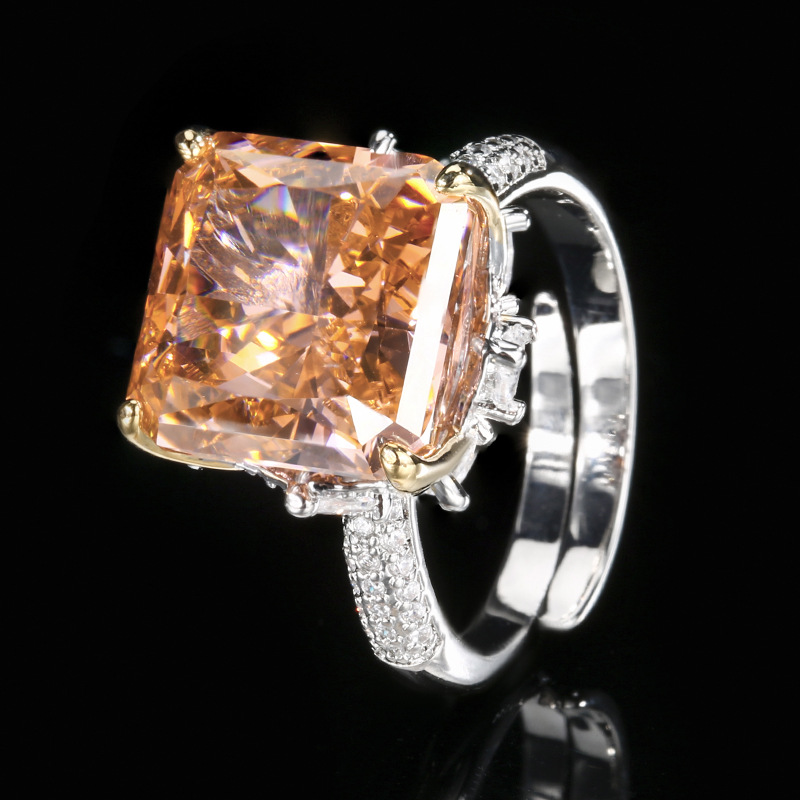 Anillo abierto talla Flor de Hielo en oro champán