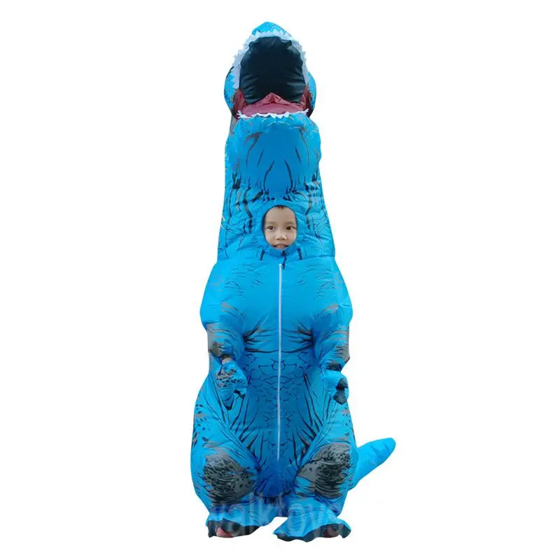 Kostum T-REX untuk Anak-anak Ukuran Maskot Jurassic Tiup Thanksgiving Dinosaurus Natal Cosplay Acara Pesta Gaun Fanny