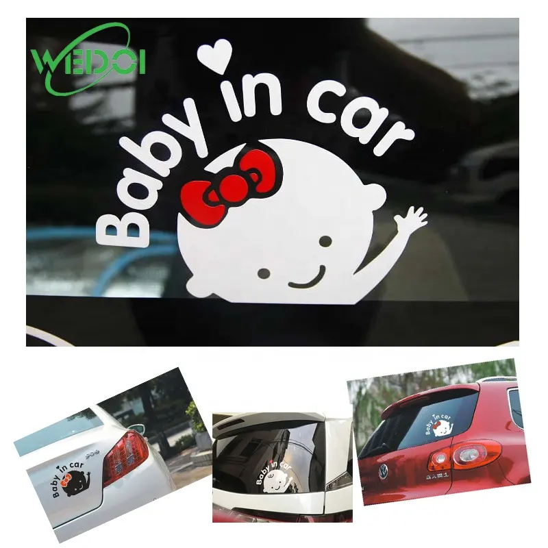 1PCS 3D Car Stickers Cute Cartoon Baby In Car Warming Decoration Sticker Reflective Vinyl Styling Decals