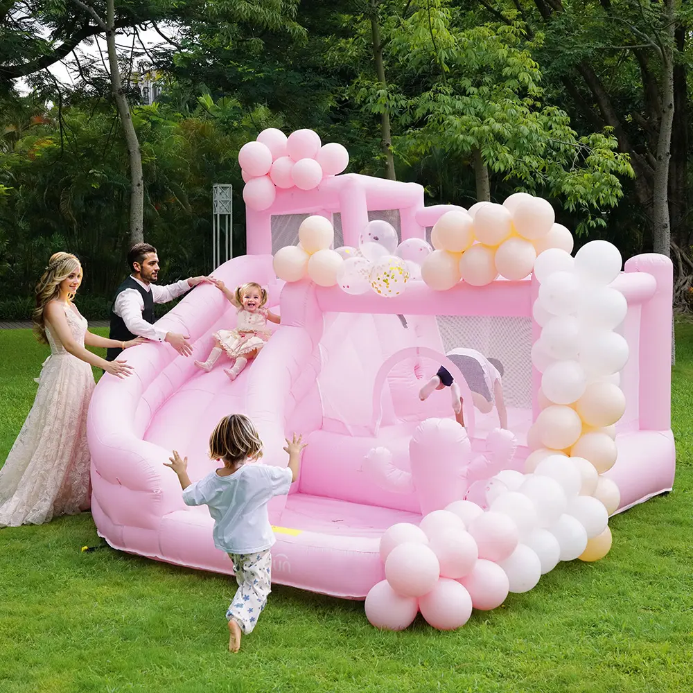 Castillo inflable para saltar, casa hinchable para fiesta de boda, color rosa, nuevo diseño