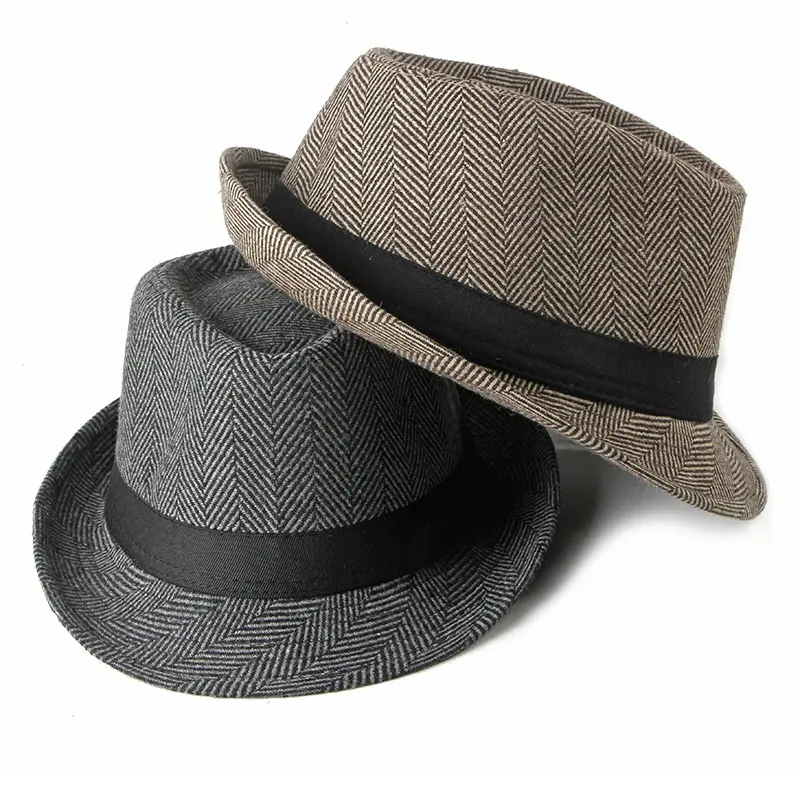 Sombrero Fedora de moda para hombre, sombrero plano de pastel de cerdo para caballero, papá, bombín, sombrero de Jazz Porkpie