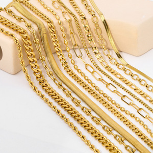 防水ステンレス鋼ヘリンボーンネックレスキューバファッションネックレスペーパークリップ女性用ネックレス18k pvd金メッキチェーン