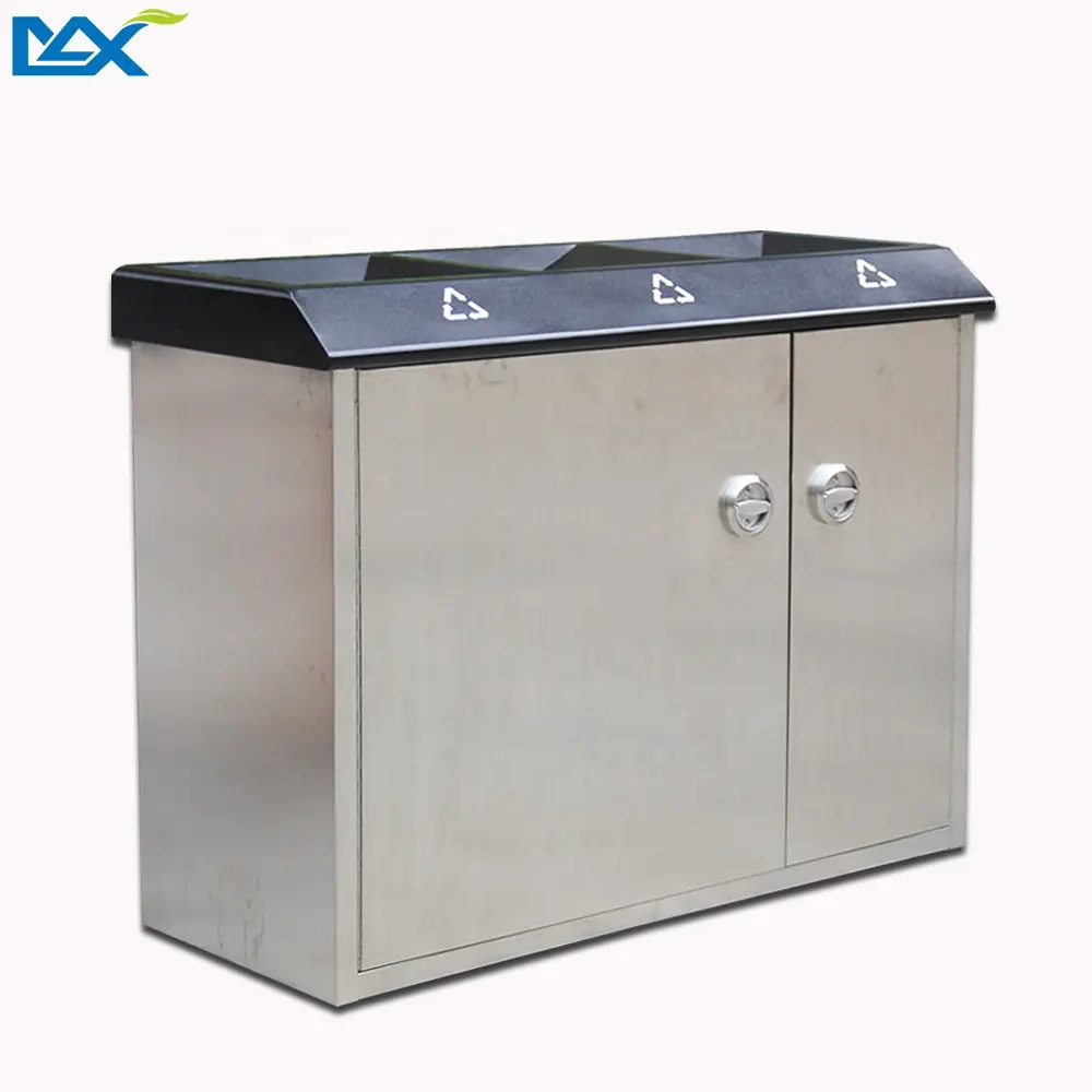 Bin 159L Indoor/outdoor Recycling Bins Stainless Steel Garbage Bin And 3 Containers Recycle Bin For Airport