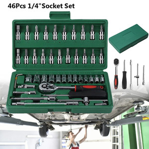 热卖46件1/4英寸驱动公制套筒棘轮扳手套装机械工具包储物盒 - Product Image 3