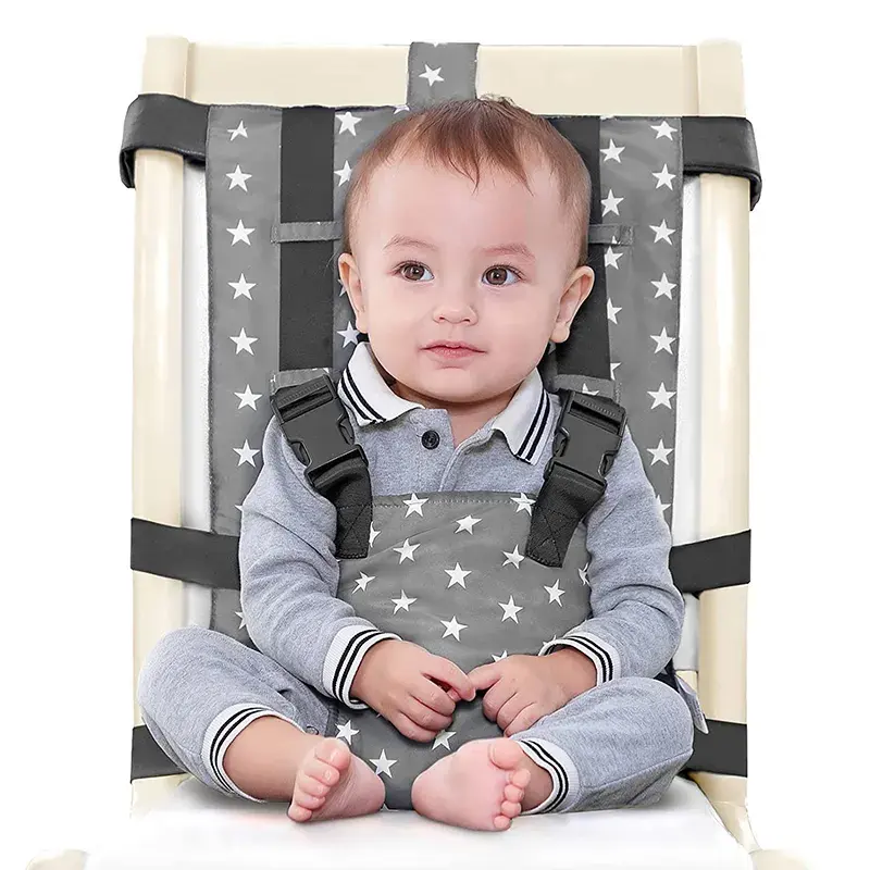 Logotipo personalizado Fácil Assento Portátil Seguro Harness Cadeira para Alimentação Criança com Cinto de Ombro Ajustável Infant Booster Harness Seat