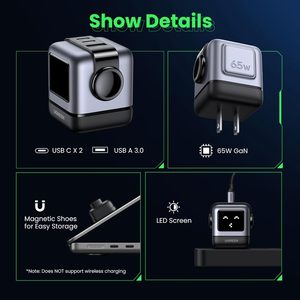UGREEN机器人充电器65W PPS手机充电器快速充电适配器便携式迷你壁式充电器iPad MacBook电源适配器