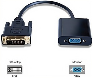 Adaptador DVI a VGA, convertidor de video macho a hembra para monitor/proyector/PC Adaptador digital a analógico de 24 + 1 pines