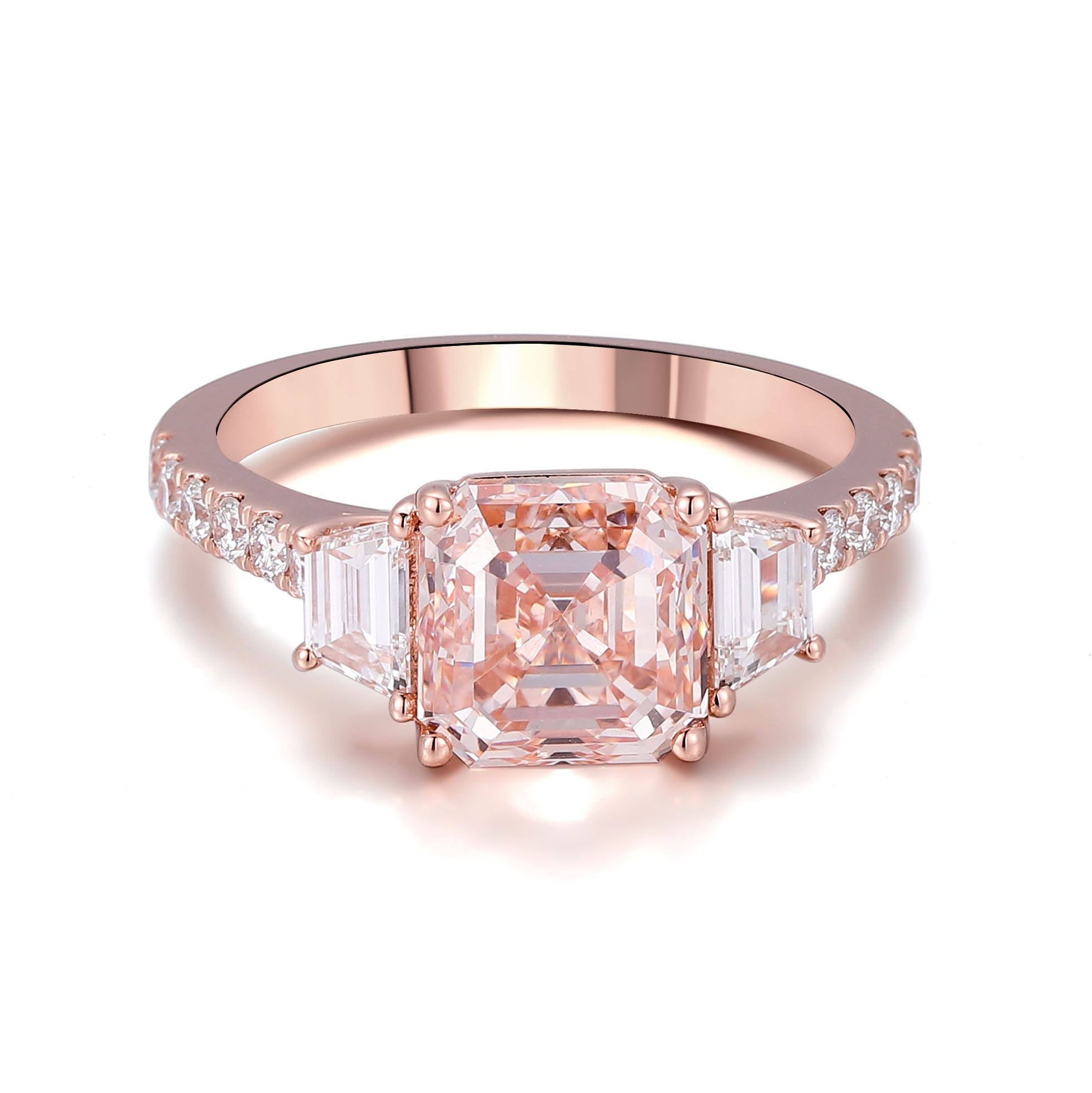 แหวนเพชรโมอิสซาไนต์ 10K โรสโกลด์