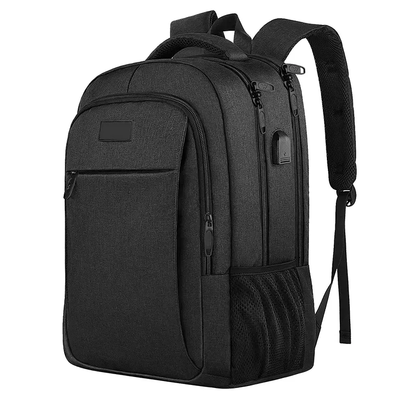 Customs logo 17 inch large black laptop back bags laptop work bag mens designer travel check in backpack