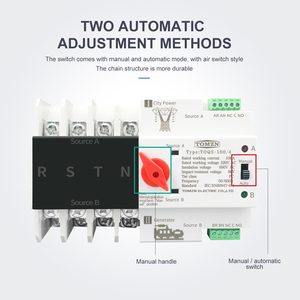 TOMZN 3 fazlı Din ray <span class=keywords><strong>ATS</strong></span> çift güç otomatik Transfer anahtarı elektrik seçici kesintisiz güç 4P 63A 100A 125A - Product Image 5