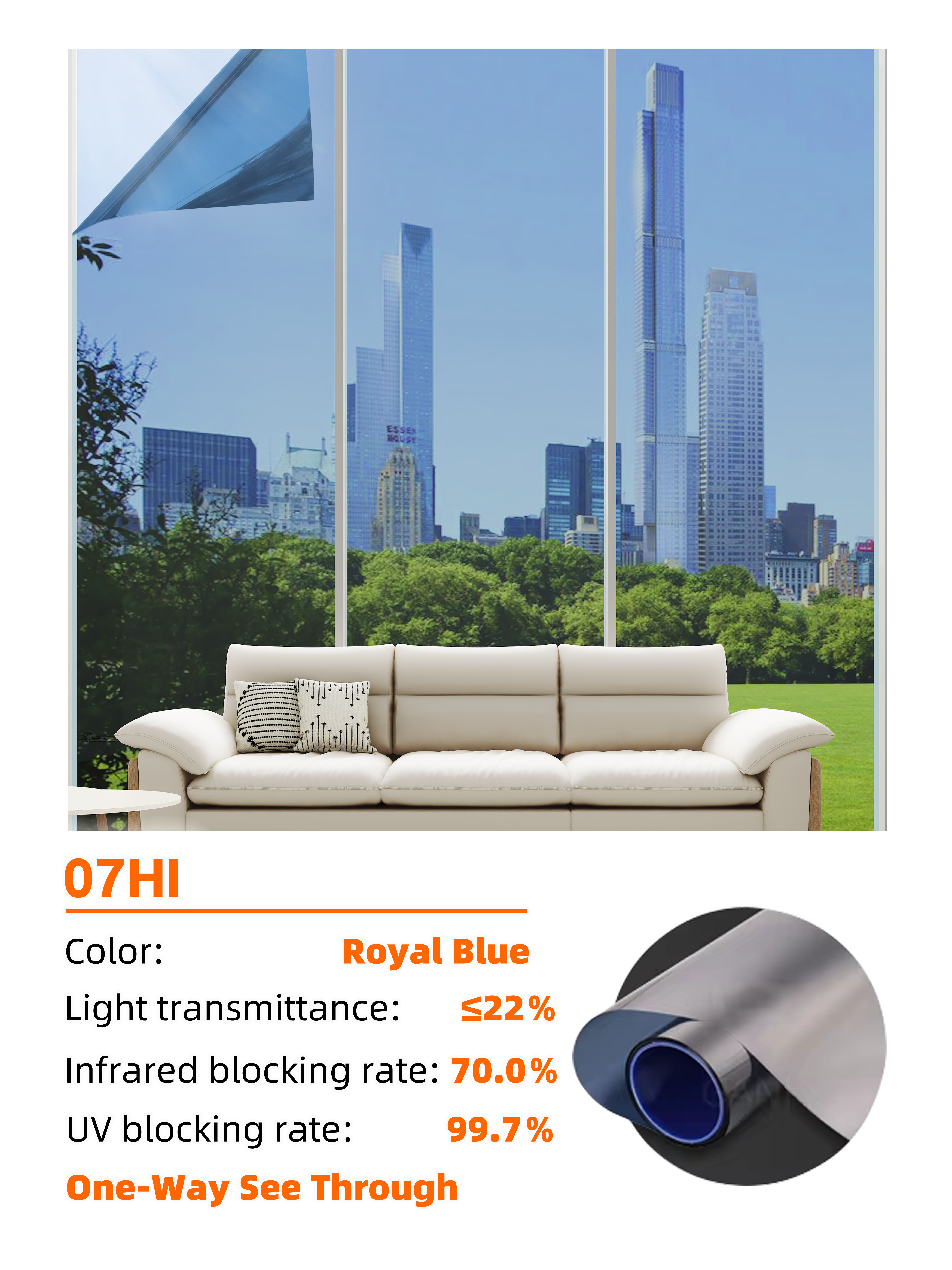 Size:60*150cm/Roll, 07HI-Royal Blue