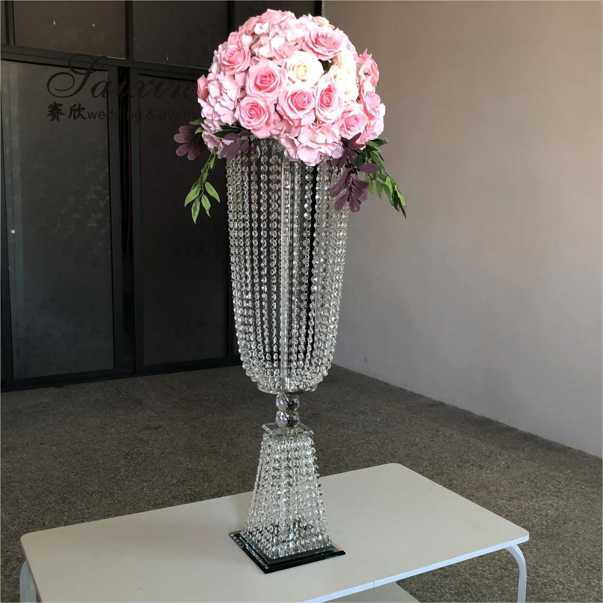 ZT-209 Bling fiore di cristallo del supporto del basamento di nozze centrotavola decorazione di cerimonia nuziale evento forniture