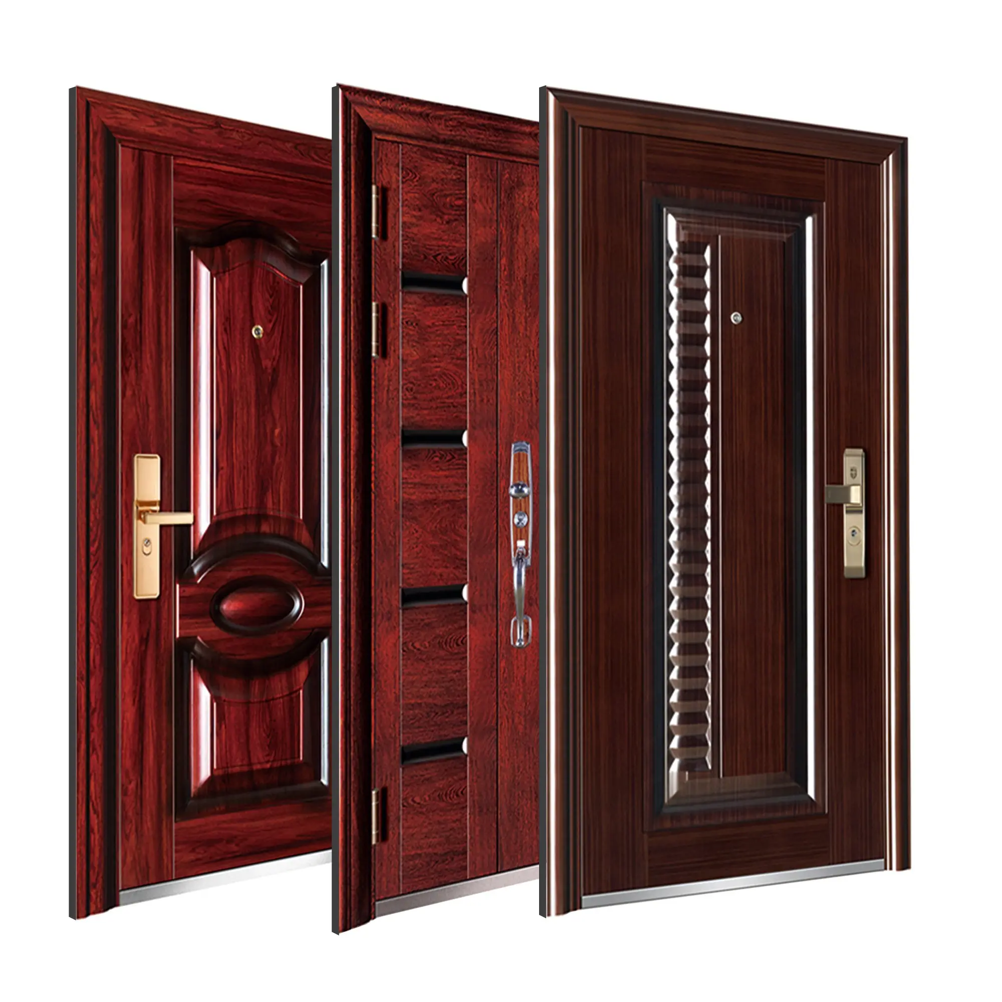 Puerta de seguridad de hierro fundido para Exterior, diseño antirrobo de Metal, estilo Retro, Color Rojo