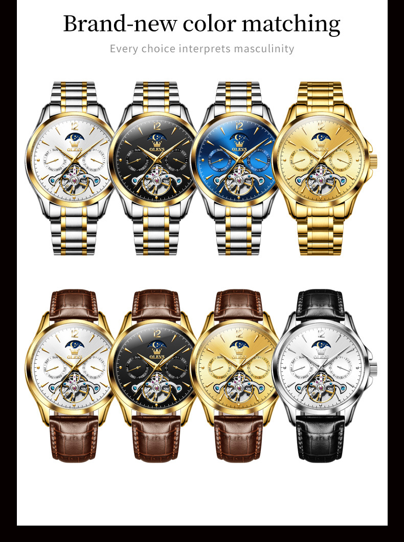 OLEVS 6663 Mechanical Men's Watch Waterproof Luminous Men's Trend Mechanical Watch description image 2