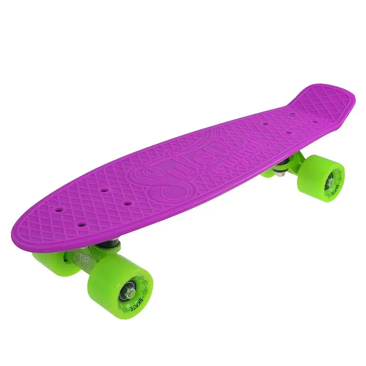 2022 fiberglass plastic skate board 22 inch penny board for kids adults custom logo double-kick flat board bearings skateboards