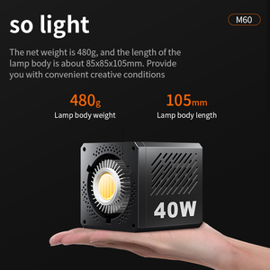 Bicolor 3400 mAh eingebaute Batterie 40 W Handheld tragbare COB kontinuierliche Ausgangbeleuchtung Scheinwerfer LED Videolicht - Product Image 2