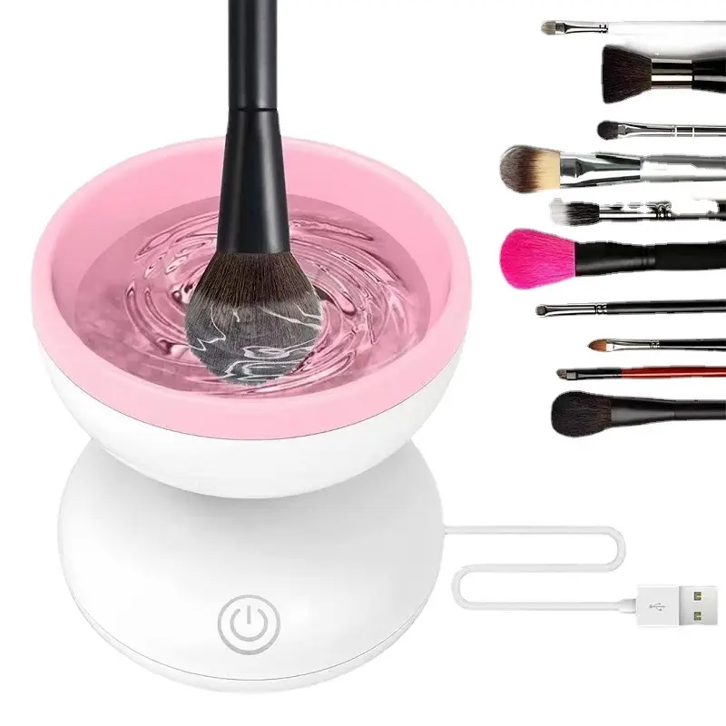 Limpiador de brochas de maquillaje de silicona eléctrico, precio de fábrica, cepillo automático cosmético, Spinner, lavado y seco, limpiador de brochas de limpieza profunda