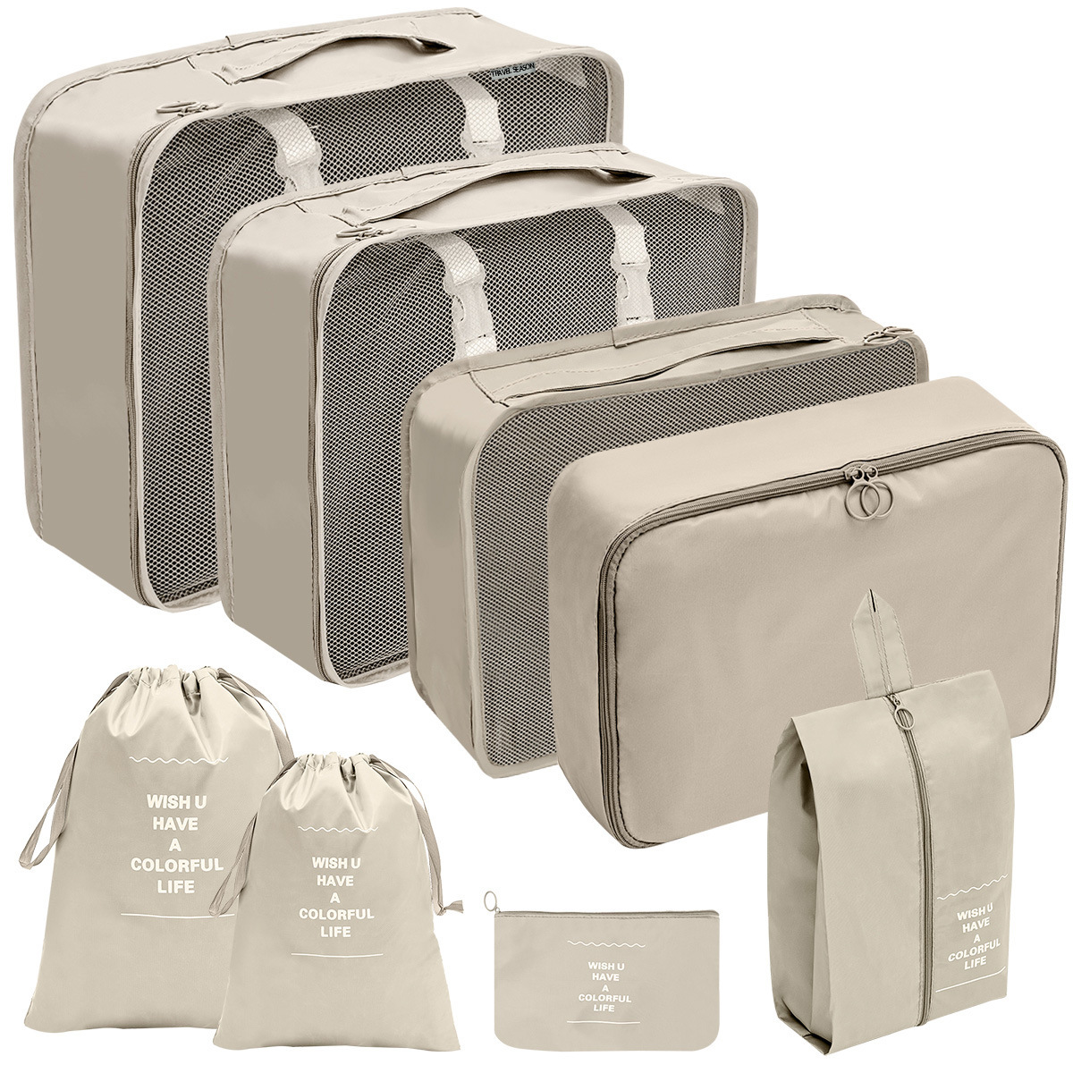 SKU-14- Set of eight bags beige