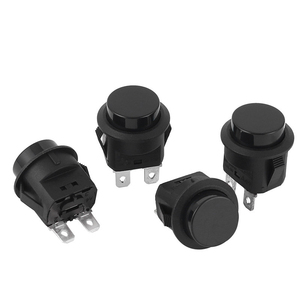 Interruttore a pulsante in plastica nera rotonda con blocco automatico in plastica con pulsante di accensione in metallo per diversi tipi di interruttore a pulsante - Product Image 1