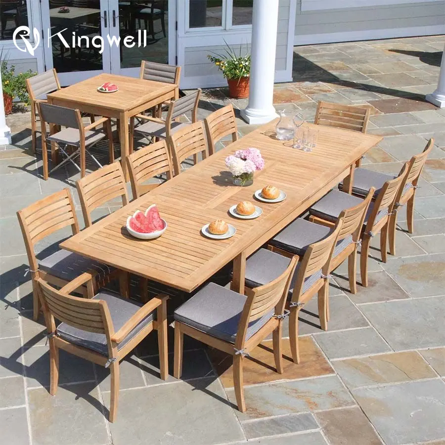 레스토랑 정원 가구 비스트로 티크 식탁 세트 야외 커피 바 티크 우드 콤비네이션 테이블과 의자