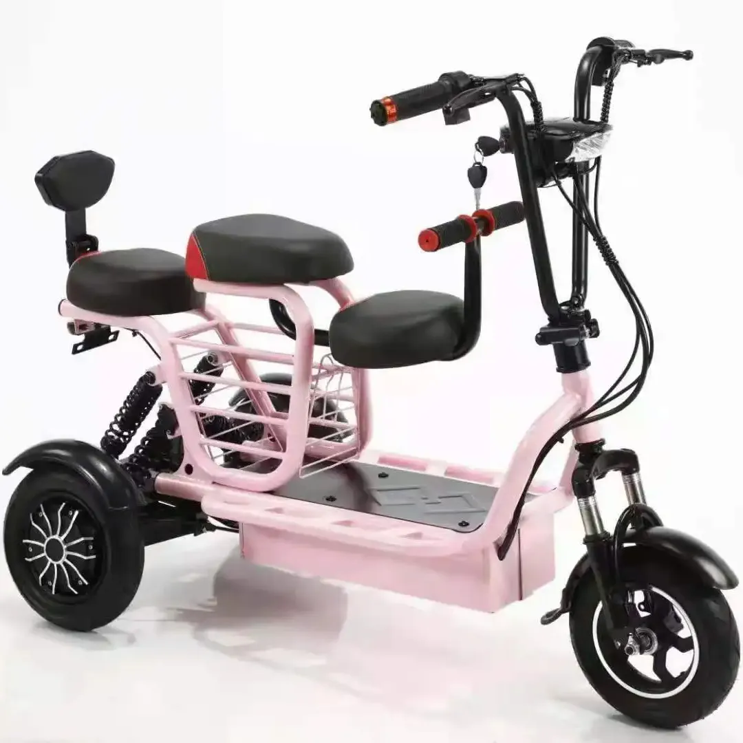 Nuevo estilo de doble asiento para adultos, bicicleta eléctrica de 3 ruedas, triciclo para Ancianos/tres triciclos de ruedas gruesas, bicicleta eléctrica de 48V