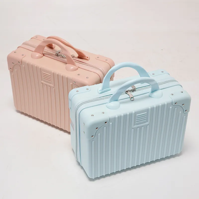 Sıcak satış sevimli 14 inç taşınabilir Mini makyaj çantaları seyahat çantaları el bavul PP kozmetik durumda