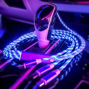 2025新产品多色发光二极管<span class=keywords><strong>USB</strong></span>充电电缆发光二极管流动灯Usbc充电器3合1数据线Usbc电缆