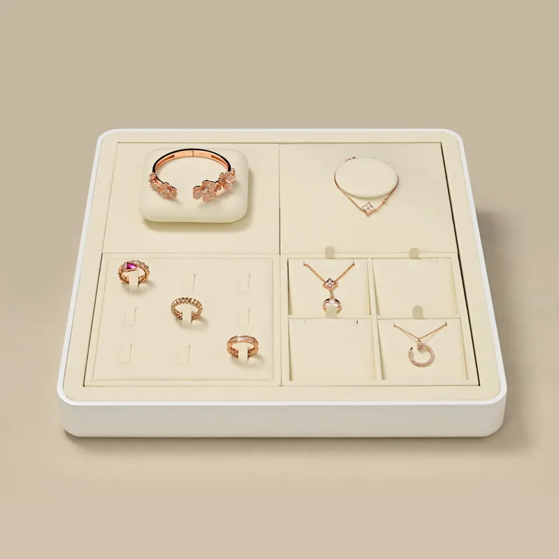 Fanxi Nieuwe Aankomst Accepteren Aangepaste Microfiber Mdf Sieraden Display Lade Ketting Ringen Display Trays Voor Sieraden Showcase