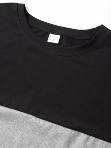 Özel Mens üç ton renk blok rahat beyaz siyah gri renk blok ekip boyun kısa kollu T shirt - Product Image 4