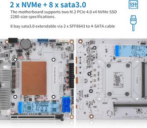 CWWK N7 8-Bay 2x 10GbE RJ45 LAN 2x NVMe PCIe4.0 USB4 40Gbps DDR5 NO RAM NO SSD NAS Mini PC <strong>Motherboard</strong> Ryzen 7 8845HS CPU - Product Image 5