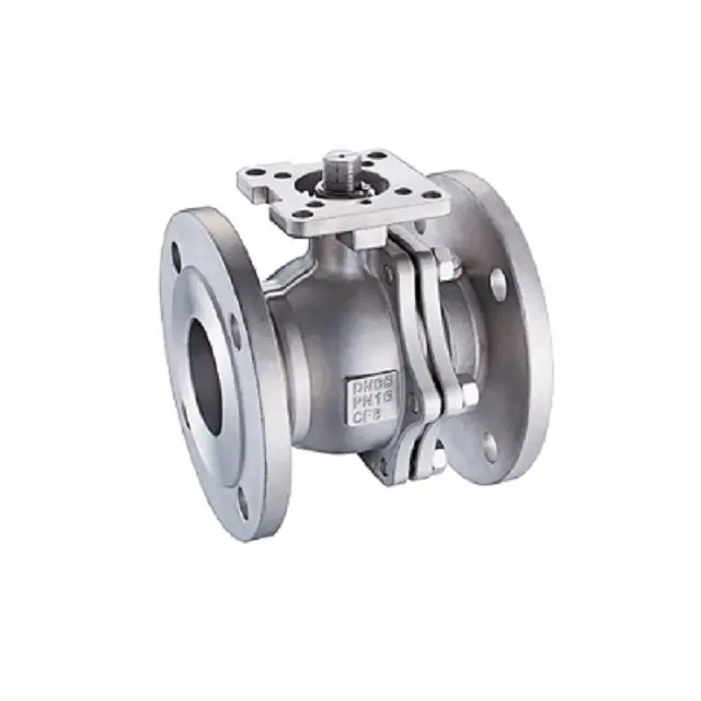 DIN F4 flanged ball valve PN16 with ISO5211 mounting pad locking handle