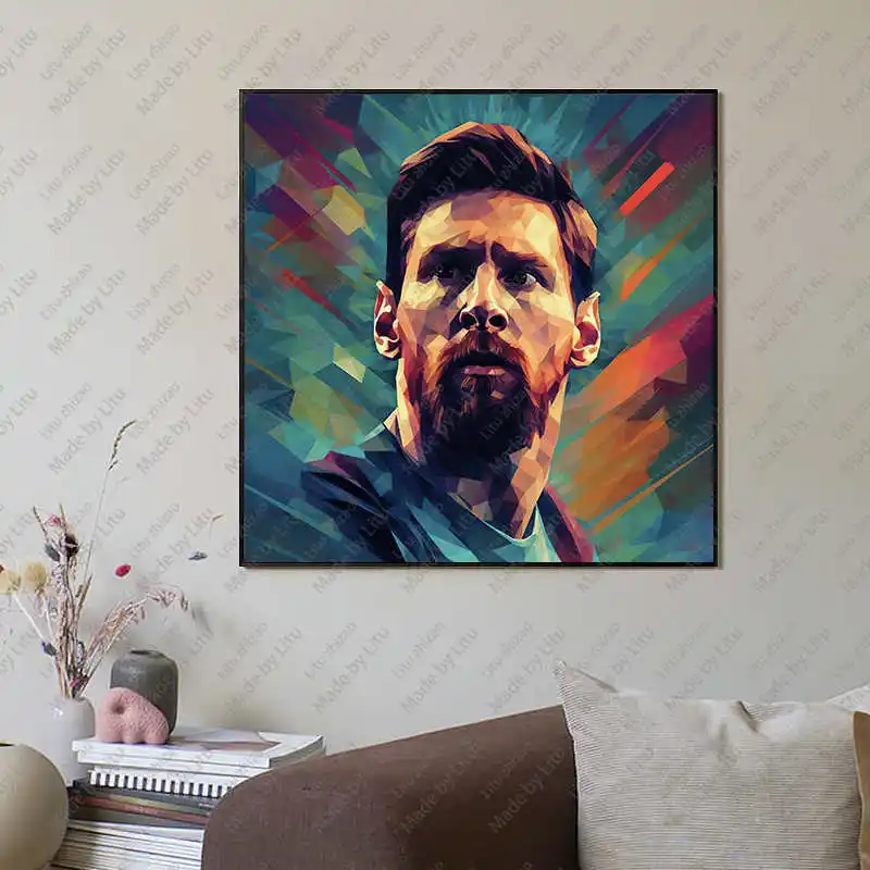 Tamaño grande 70*70 venta al por mayor de imágenes 3D Messi póster lenticular estrella de fútbol imagen 3D para decoración del hogar