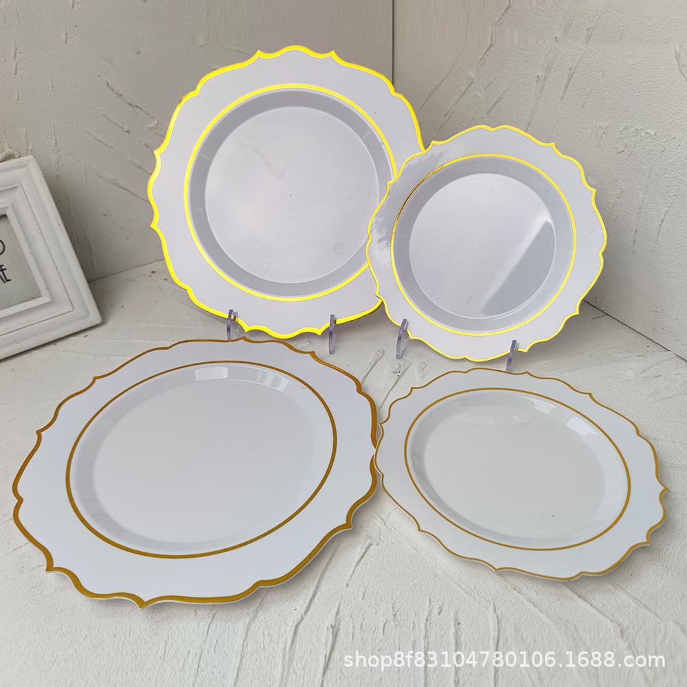 Fond blanc avec double bords dorés-70pcs