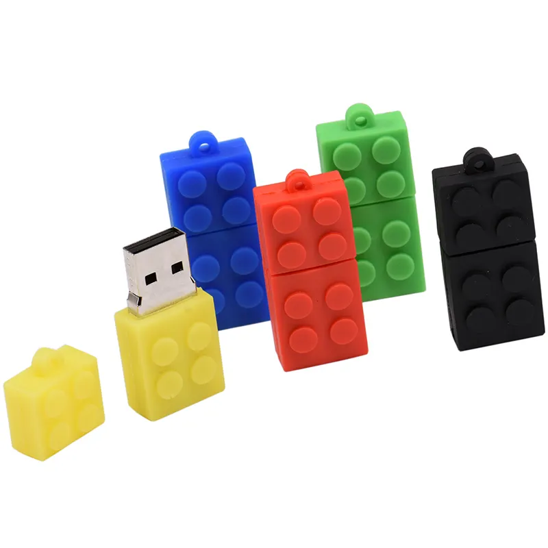 Giocattolo mattone Flash Drive USB chiavetta 64GB gel di silice blocco da costruzione Pendrive regalo 32GB Pen Drive vera capacità blocco di costruzione