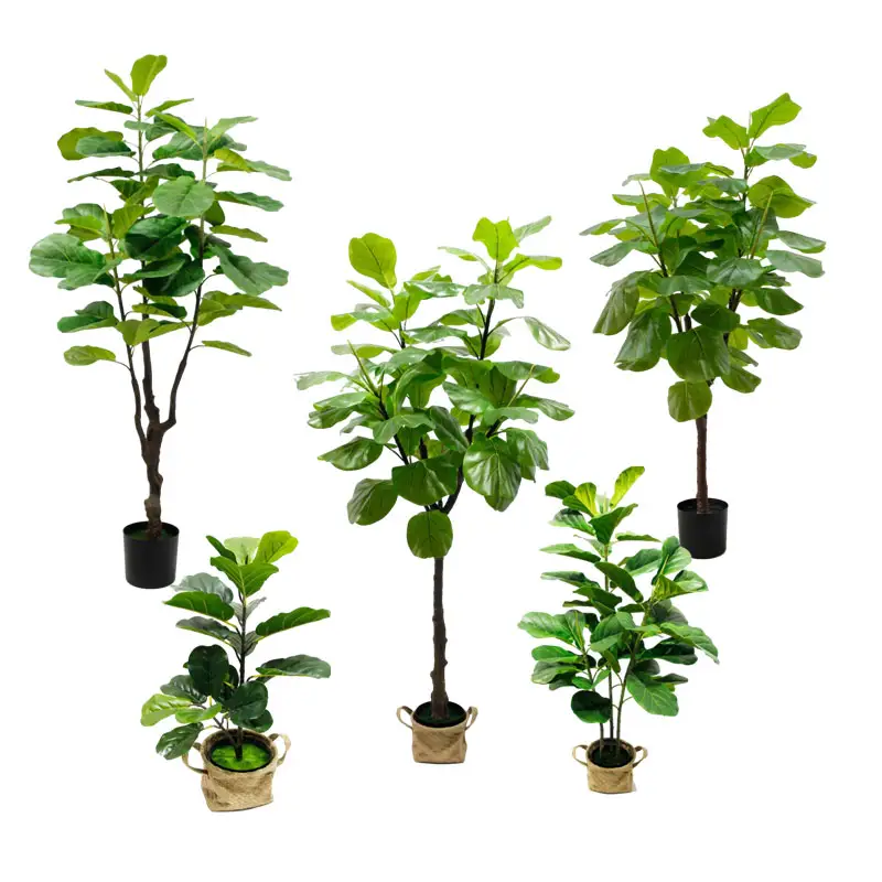 Senmasine Personalizado Falso Fiddle Fig Folha Potted Plantas Artificial Ficus Árvore Para Outdoor Indoor Home Garden Decor Banyan Faux