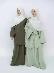 Dubai mütevazı yaz mütevazı kadınlar için iki parçalı Set zarif kayış üst etek K201 suudi arabistan orta doğu için Polyester yapılmış - Product Image 2