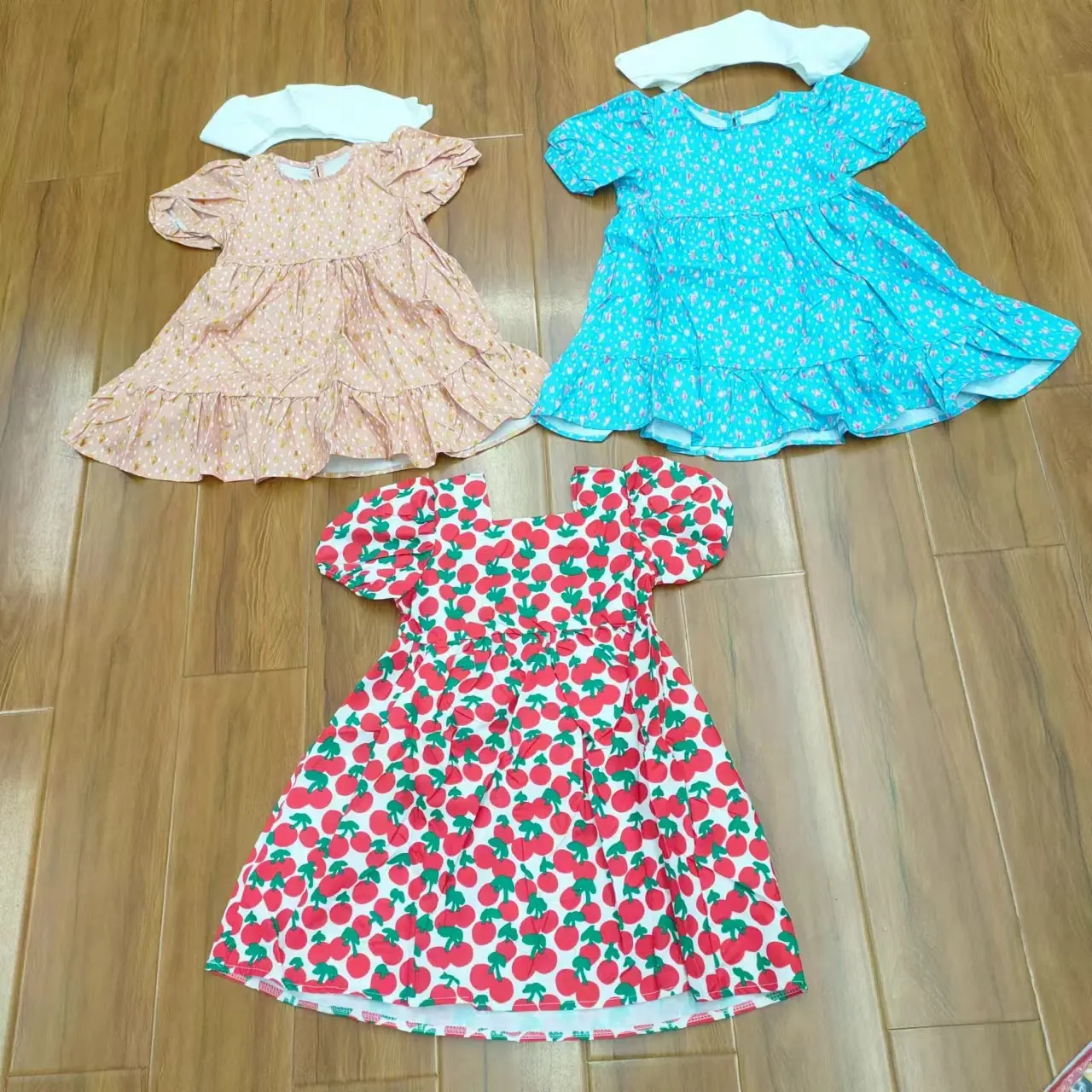 Vestidos de festa para meninas, vestidos de festa para meninas verão manga curta vestidos infantis de desenho animado para meninas sortidos